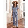 imageEkouaer Womens 2 Piece Lounge Set Casual Summer Outfits Ribbed Short Sleeve ampamp Wide Leg Pants Matching Set for Travel HomeRoyal Blue