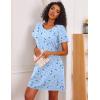 imageEkouaer 3 Pack Nightgowns for Women Cotton Night Gown Short Sleeve Sleep Shirt T Shirt Sleepwear Print Sleep DressBlue MoonBlackPink Floral