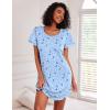 imageEkouaer 3 Pack Nightgowns for Women Cotton Night Gown Short Sleeve Sleep Shirt T Shirt Sleepwear Print Sleep DressBlue MoonBlackPink Floral