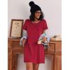 imageEkouaer 3 Pack Nightgowns for Women Cotton Night Gown Short Sleeve Sleep Shirt T Shirt Sleepwear Print Sleep DressDark BlueBlackWine Red
