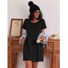 imageEkouaer 3 Pack Nightgowns for Women Cotton Night Gown Short Sleeve Sleep Shirt T Shirt Sleepwear Print Sleep DressDark BlueBlue MoonBlack