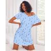 imageEkouaer 3 Pack Nightgowns for Women Cotton Night Gown Short Sleeve Sleep Shirt T Shirt Sleepwear Print Sleep DressDark BlueBlue MoonBlack