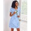 imageEkouaer 3 Pack Nightgowns for Women Cotton Night Gown Short Sleeve Sleep Shirt T Shirt Sleepwear Print Sleep DressDark BlueBlue MoonBlack