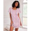 imageEkouaer 3 Pack Nightgowns for Women Cotton Night Gown Short Sleeve Sleep Shirt T Shirt Sleepwear Print Sleep DressPink FloralMoon StarPurple Star