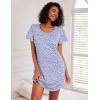 imageEkouaer 3 Pack Nightgowns for Women Cotton Night Gown Short Sleeve Sleep Shirt T Shirt Sleepwear Print Sleep DressPurple FloralBlackBlue Butterfly
