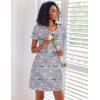imageEkouaer 3 Pack Nightgowns for Women Cotton Night Gown Short Sleeve Sleep Shirt T Shirt Sleepwear Print Sleep DressPurple StarGrey CoffeBlue Butterfly