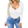 imageEkouaer 3 Pack Long Sleeve Shirts for Women Deep V Neck Basic Thermal Tops Base Layer Undershirts XSXXLBlackWhiteCoffee