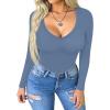 imageEkouaer 3 Pack Long Sleeve Shirts for Women Deep V Neck Basic Thermal Tops Base Layer Undershirts XSXXLBlackWhiteDusty Blue