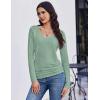 imageEkouaer 3 Pack Long Sleeve Shirts for Women V Neck T Shirt Fall Casual Tops Basic Base Layer Undershirts Tees 2025 SXXLLight BlueGreenPink