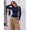 imageEkouaer 3 Pack Women Long Sleeve Crew Neck Shirts Basic Thermal Tops Slim Fit Ruch Side Tees Going Out Layering Thirts XSXXLBlackDark RedNavy Blue