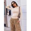 imageEkouaer 3 Pack Women Long Sleeve Crew Neck Shirts Basic Thermal Tops Slim Fit Ruch Side Tees Going Out Layering Thirts XSXXLBlackWhiteBeige