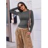 imageEkouaer 3 Pack Women Long Sleeve Crew Neck Shirts Basic Thermal Tops Slim Fit Ruch Side Tees Going Out Layering Thirts XSXXLBlackWhiteLight Grey