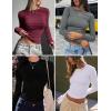 imageEkouaer 3 Pack Women Long Sleeve Crew Neck Shirts Basic Thermal Tops Slim Fit Ruch Side Tees Going Out Layering Thirts XSXXLBlackWhitePink