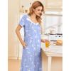 imageEkouaer Long Nightgowns for Women Soft Ladies Sleepwear Gowns Short Sleeve Nightdress Button House Dress with PocketsBlue Birds