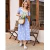 imageEkouaer Long Nightgowns for Women Soft Ladies Sleepwear Gowns Short Sleeve Nightdress Button House Dress with PocketsBlue Birds