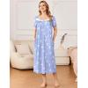imageEkouaer Long Nightgowns for Women Soft Ladies Sleepwear Gowns Short Sleeve Nightdress Button House Dress with PocketsBlue Birds