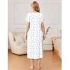 imageEkouaer Long Nightgowns for Women Soft Ladies Sleepwear Gowns Short Sleeve Nightdress Button House Dress with PocketsBlue Floral