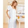 imageEkouaer Long Nightgowns for Women Soft Ladies Sleepwear Gowns Short Sleeve Nightdress Button House Dress with PocketsBlue Floral