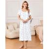 imageEkouaer Long Nightgowns for Women Soft Ladies Sleepwear Gowns Short Sleeve Nightdress Button House Dress with PocketsBlue Floral