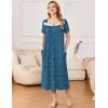 imageEkouaer Long Nightgowns for Women Soft Ladies Sleepwear Gowns Short Sleeve Nightdress Button House Dress with PocketsDog Footprints