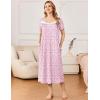 imageEkouaer Long Nightgowns for Women Soft Ladies Sleepwear Gowns Short Sleeve Nightdress Button House Dress with PocketsFloral Pink