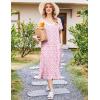 imageEkouaer Long Nightgowns for Women Soft Ladies Sleepwear Gowns Short Sleeve Nightdress Button House Dress with PocketsFloral Pink