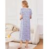 imageEkouaer Long Nightgowns for Women Soft Ladies Sleepwear Gowns Short Sleeve Nightdress Button House Dress with PocketsFloral Purple