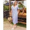 imageEkouaer Long Nightgowns for Women Soft Ladies Sleepwear Gowns Short Sleeve Nightdress Button House Dress with PocketsFloral Purple
