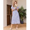 imageEkouaer Long Nightgowns for Women Soft Ladies Sleepwear Gowns Short Sleeve Nightdress Button House Dress with PocketsFloral Purple