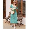 imageEkouaer Long Nightgowns for Women Soft Ladies Sleepwear Gowns Short Sleeve Nightdress Button House Dress with PocketsGreen White Floral
