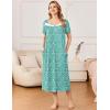 imageEkouaer Long Nightgowns for Women Soft Ladies Sleepwear Gowns Short Sleeve Nightdress Button House Dress with PocketsGreen White Floral