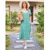imageEkouaer Long Nightgowns for Women Soft Ladies Sleepwear Gowns Short Sleeve Nightdress Button House Dress with PocketsGreen White Floral