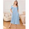 imageEkouaer Long Nightgowns for Women Soft Ladies Sleepwear Gowns Short Sleeve Nightdress Button House Dress with PocketsJasmine Floral
