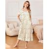 imageEkouaer Long Nightgowns for Women Soft Ladies Sleepwear Gowns Short Sleeve Nightdress Button House Dress with PocketsLeaf Yellow