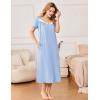 imageEkouaer Long Nightgowns for Women Soft Ladies Sleepwear Gowns Short Sleeve Nightdress Button House Dress with PocketsLight Blue