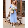 imageEkouaer Long Nightgowns for Women Soft Ladies Sleepwear Gowns Short Sleeve Nightdress Button House Dress with PocketsLight Blue