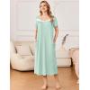 imageEkouaer Long Nightgowns for Women Soft Ladies Sleepwear Gowns Short Sleeve Nightdress Button House Dress with PocketsLight Green
