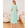 imageEkouaer Long Nightgowns for Women Soft Ladies Sleepwear Gowns Short Sleeve Nightdress Button House Dress with PocketsLight Green