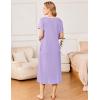 imageEkouaer Long Nightgowns for Women Soft Ladies Sleepwear Gowns Short Sleeve Nightdress Button House Dress with PocketsLight Purple