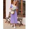 imageEkouaer Long Nightgowns for Women Soft Ladies Sleepwear Gowns Short Sleeve Nightdress Button House Dress with PocketsLight Purple