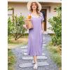 imageEkouaer Long Nightgowns for Women Soft Ladies Sleepwear Gowns Short Sleeve Nightdress Button House Dress with PocketsLight Purple