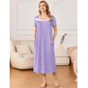 imageEkouaer Long Nightgowns for Women Soft Ladies Sleepwear Gowns Short Sleeve Nightdress Button House Dress with PocketsLight Purple