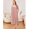 imageEkouaer Long Nightgowns for Women Soft Ladies Sleepwear Gowns Short Sleeve Nightdress Button House Dress with PocketsPink