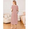imageEkouaer Long Nightgowns for Women Soft Ladies Sleepwear Gowns Short Sleeve Nightdress Button House Dress with PocketsPink