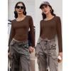 imageEkouaer Long Sleeve Shirts for Women 3 Pack Scoop Neck Fitted Tops Thermal Undershirt Stretch Base Layer Soft Tee XSXXLBlackBeigeBrown