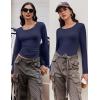 imageEkouaer Long Sleeve Shirts for Women 3 Pack Scoop Neck Fitted Tops Thermal Undershirt Stretch Base Layer Soft Tee XSXXLBlackNavy BlueGray
