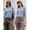 imageEkouaer Long Sleeve Shirts for Women 3 Pack Scoop Neck Fitted Tops Thermal Undershirt Stretch Base Layer Soft Tee XSXXLBlackWhiteHaze Blue