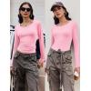 imageEkouaer Long Sleeve Shirts for Women 3 Pack Scoop Neck Fitted Tops Thermal Undershirt Stretch Base Layer Soft Tee XSXXLBlackWhitePink