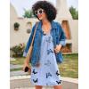imageEkouaer Nightgown for Women Sleeveless Sleepwear Lightweight Racerback Sleep Shirt Pleated V Neck Night Dress Short ChemiseLight Blue Butterfly