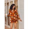 imageEkouaer Satin Pajama Set for Women Button Down Pj Set Long Sleeve Top and Shorts 2 Piece Loungewear Summer Soft SleepwearHalloween